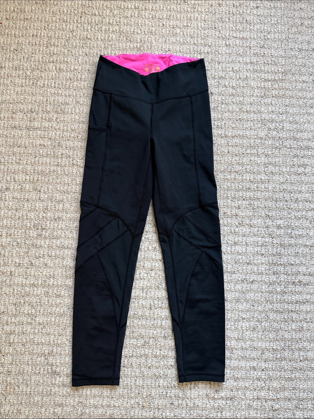 Lilly Pulitzer Luxletic Black Leggings with Pink Waistband